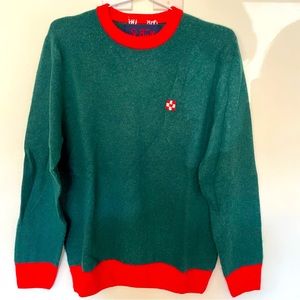 MC2 Saint Barth Men’s lightweight sweater green with red trim